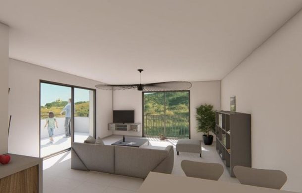 Achetez un appartement neuf sur plan à Collioure avec vues sur les vignobles et la mer au loin